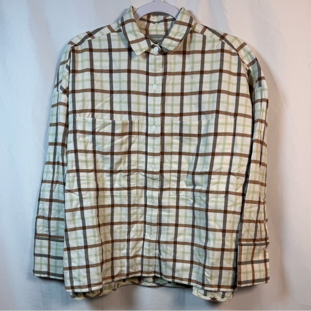 Everlane Women’s Button Down Flannel Boxy Long Sleeve Plaid Shirt S